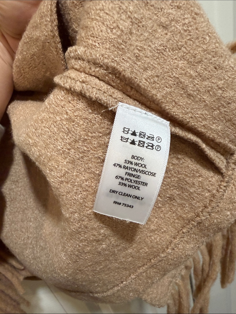 Tahari Camel Fringe Open-Front Cardigan Sweater - Picture 11 of 12
